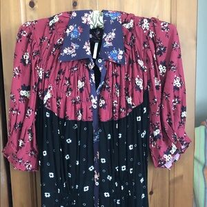 Free People Floral Maxi Dress - Burgundy and Black button front maxi, sexy M